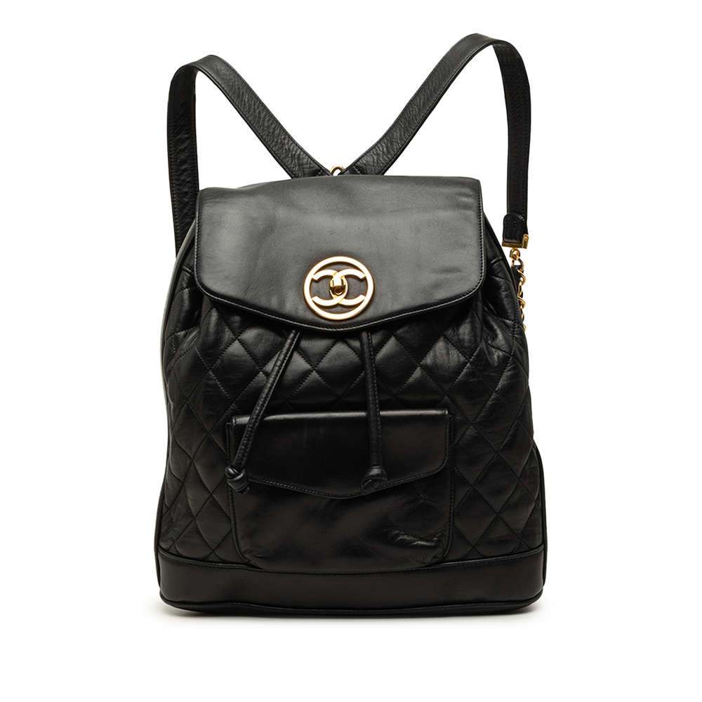 Pre-Loved Chanel Large CC Quilted Lambskin Drawstring Backpack